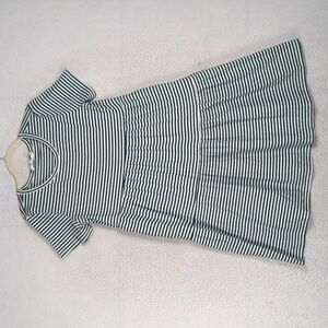 Brass & Roe Women's Turquoise & White Striped Tiered Midi Dress Size M